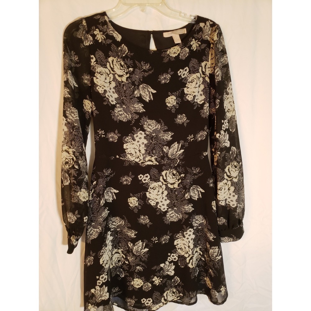 Women's Forever 21 Black Floral Long Sleeve Dress Size S